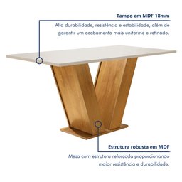 Conjunto Sala de Jantar Mesa Tampo MDF 4 Cadeiras Espanha Yescasa - 2