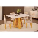 Ver imagem 1 de Conjunto: Mesa Sala Jantar Celeste C/ Tampo Madeirado C/ Vidro Curvo 120x90cm e 4 Cadeiras Zoe Cedro