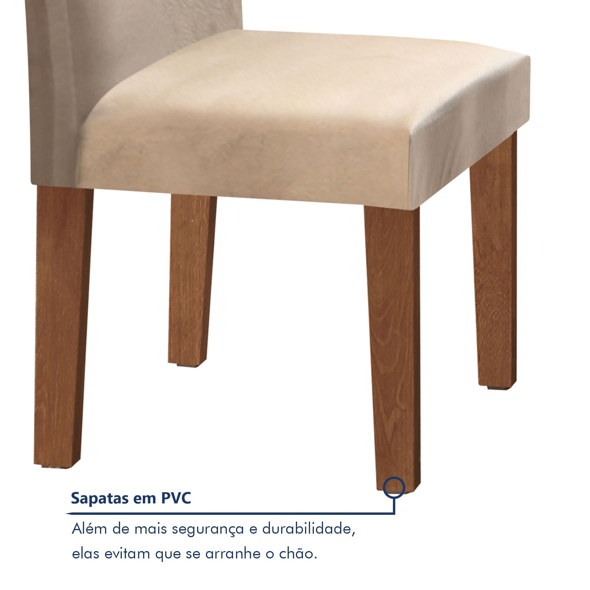 Conjunto Sala de Jantar Mesa Tampo MDF 4 Cadeiras Espanha Yescasa - 7