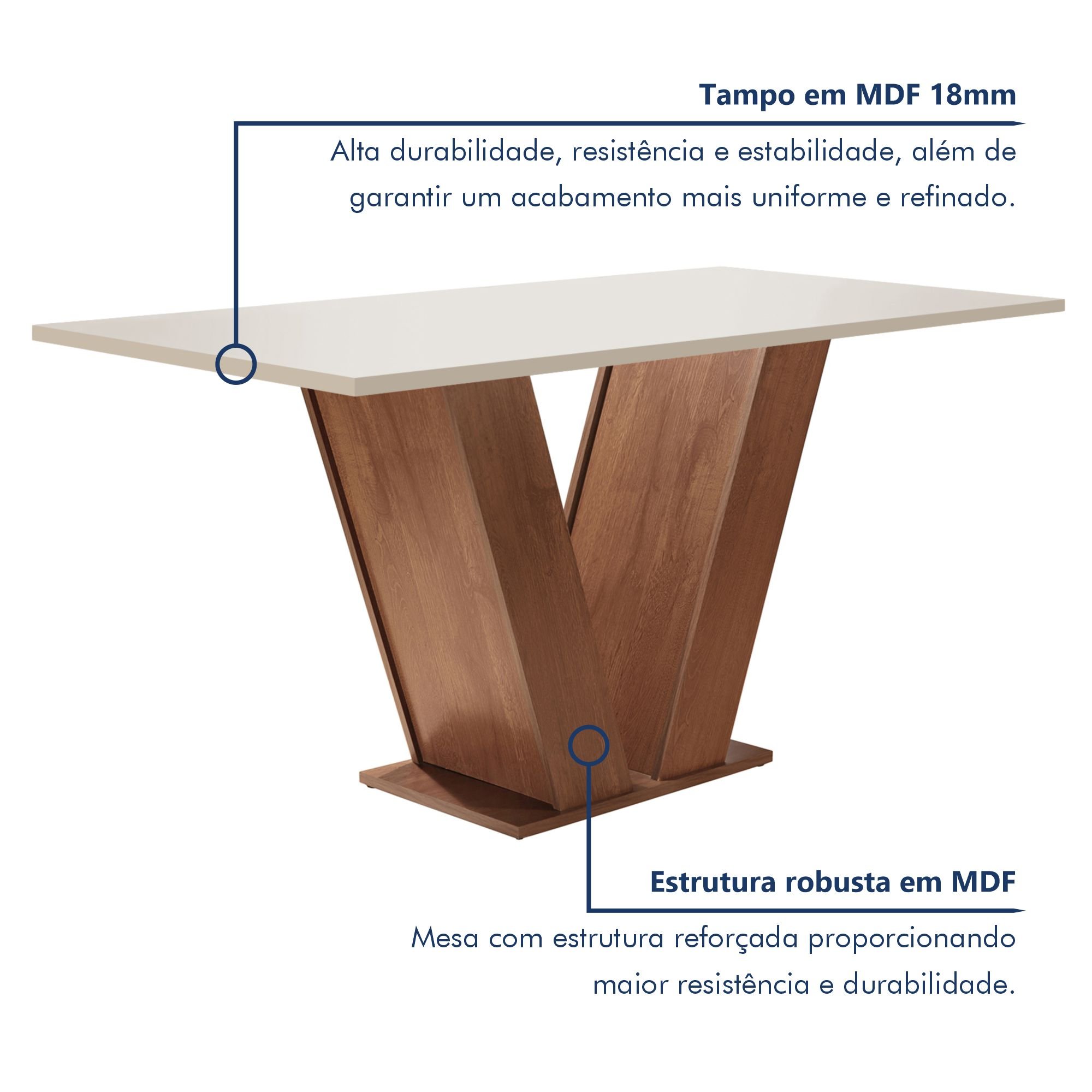 Conjunto Sala de Jantar Mesa Tampo MDF 4 Cadeiras Espanha Yescasa - 2