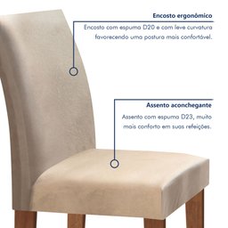 Conjunto Sala de Jantar Mesa Tampo Mdf 4 Cadeiras Espanha Yescasa - 6