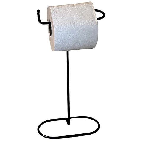 Porta Papel Higiênico de Chão Suporte para Rolo Preto Passerini