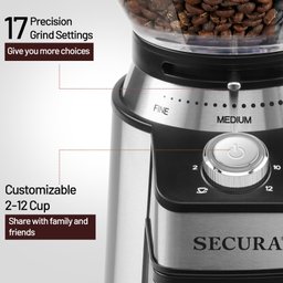 Secura Moedor de Café Conical Burr Elétrico com 17 Configurações de Moagem - 2