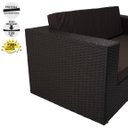 Ver imagem 2 de Jogo de 2 Poltronas 1 Namoradeira Assento Estofado e Mesa - Marrom Tabaco - Classe A