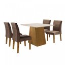 Ver imagem 2 de Conjunto Sala de Jantar Mesa Tampo Mdf Arezo 4 Cadeiras Espanha Espresso Móveis