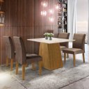 Ver imagem 1 de Conjunto Sala de Jantar Mesa Tampo Mdf Arezo 4 Cadeiras Espanha Espresso Móveis