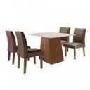 Ver imagem 2 de Conjunto Sala de Jantar Mesa Tampo Mdf Arezo 4 Cadeiras Espanha Espresso Móveis