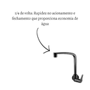 Ver imagem 2 de Torneira Cozinha Parede 1/4 Volta Giratória Flatt 1168 F71 - 7111110 Lorenzetti Preto Fosco