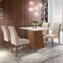 Ver imagem 1 de Conjunto Sala de Jantar Mesa Tampo Mdf Arezo 4 Cadeiras Espanha Espresso Móveis