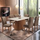 Ver imagem 1 de Conjunto Sala de Jantar Mesa Tampo Mdf Arezo 6 Cadeiras Espanha Espresso Móveis