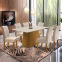 Ver imagem 1 de Conjunto Sala de Jantar Mesa Tampo Mdf Arezo 6 Cadeiras Espanha Espresso Móveis