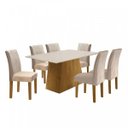 Ver imagem 2 de Conjunto Sala de Jantar Mesa Tampo Mdf Arezo 6 Cadeiras Espanha Espresso Móveis