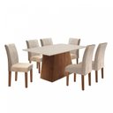 Ver imagem 2 de Conjunto Sala de Jantar Mesa Tampo Mdf Arezo 6 Cadeiras Espanha Espresso Móveis