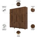 Ver imagem 3 de Guarda Roupa Casal 218cm 6 Portas Bolty Imbuia Rústico V02 - Mpozenato