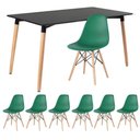 Ver imagem 1 de Kit - Mesa Retangular Eames 80 X 140 Cm Preto + 6 Cadeiras Dsw Verde Escuro Mesa Preto com Cadeiras