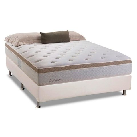 Cama Box Casal: Colchão Molas Herval Bonnel Inspiracion + Base CRC Courano Branco(138x188)