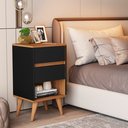 Ver imagem 2 de Mesa Mesinha de Cabeceira Pés Palito Criado Estilo Retrô, Cantinho Decorado Quarto 2 Gavetas 1 Nicho