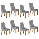 Ver imagem 1 de Kit de 8 Cadeiras para Sala de Jantar Aurora Cinza/Cinamomo/Linho Prata