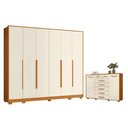 Ver imagem 1 de Guarda Roupa Casal Mercure 6 Portas e Cômoda Fontana 02 Portas e 07 Gavetas Cinamomo Off White - m