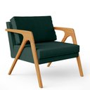 Ver imagem 1 de Poltrona Decorativa para Sala Estar Pietra Estrutura de Madeira L02 Linho Verde Musgo - Lyam Decor