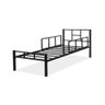 Cama Solteiro de Aço / Ferro com Duas Grades de Proteção e Estrado de Aço / Ferro- Preto Cor: - 1
