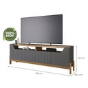 Ver imagem 5 de Bancada para Sala 4 Portas 100% MDF Moema Grafite/Nature - Permobili Permóbili