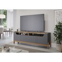 Ver imagem 1 de Bancada para Sala 4 Portas 100% MDF Moema Grafite/Nature - Permobili Permóbili