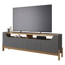 Ver imagem 3 de Bancada para Sala 4 Portas 100% MDF Moema Grafite/Nature - Permobili Permóbili