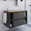 Ver imagem 2 de Gabinete para Banheiro 01 Porta 01 Gaveta 80cm Mel Grafite Proddy