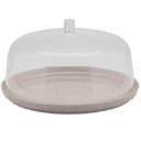 Ver imagem 1 de Boleira com Tampa 30cm ou Break Porta Bolo Pudim Plástico Bege Tampa Transparente sem Pé