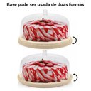 Ver imagem 6 de Boleira com Tampa 30cm ou Break Porta Bolo Pudim Plástico Bege Tampa Transparente sem Pé