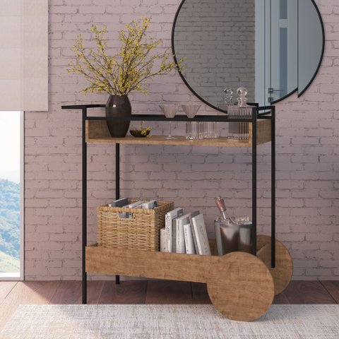 Bar Clean 102,5cm 2 Compartimentos Estrutura Metálica Clean Móvel na Caixa