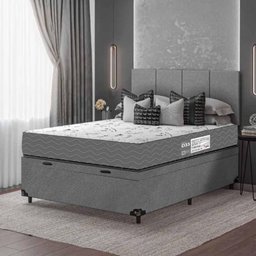 Baú Viúva + Colchão D33 One Face - Suede Cinza - E-shop Casa - 2