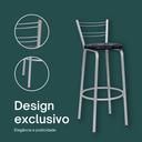 Ver imagem 4 de Kit 3 Banquetas para Balcão Flórida Prata Bistrô Ilhas Cozinha Gourmet Bares