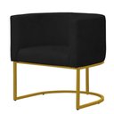 Ver imagem 2 de Poltrona Reforçada Decorativa Sala Estar Jantar Gabriela Base Ferro Dourado Suede Preto