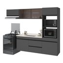 Ver imagem 2 de Armário de Cozinha Modulada Completa com Pia Suspensa 251,5cm Milano Multimóveis MCR2405 Grafite/