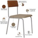 Ver imagem 4 de Kit 06 Cadeiras Estofada para Sala de Jantar Sense Branco C01 Linho Areia Courino Caramelo - Lyam de
