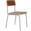 Ver mais imagens de Kit 06 Cadeiras Estofada para Sala de Jantar Sense Branco C01 Linho Areia Courino Caramelo - Lyam de