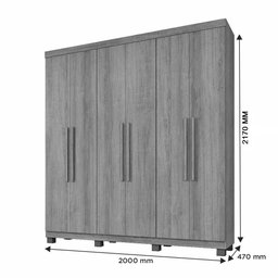 Guarda Roupa Milão 6 Portas 3 Gavetas 7 Prateleiras - Benetil - 4