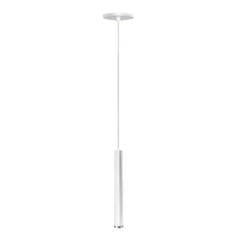 Pendente Tubo Palito 30cm - Branco com Anel Prata