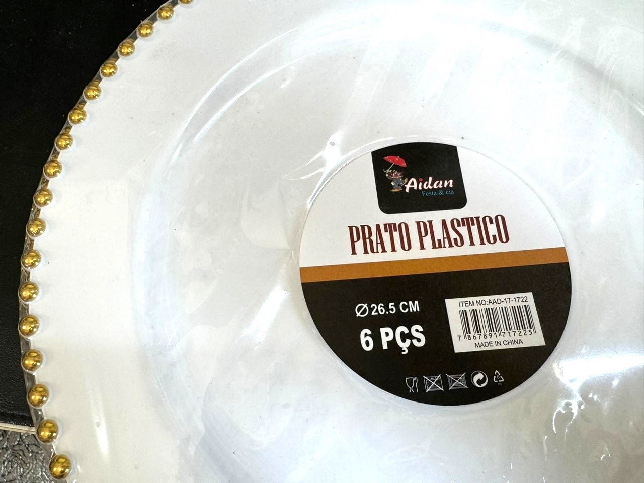 Kit Descartável Luxo Plastic Pratos Jantar e Sobremesa 6un - 9