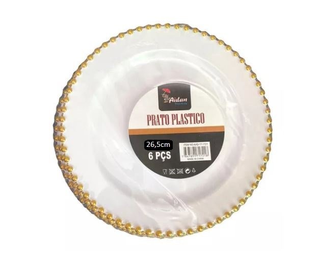 Kit Descartável Luxo Plastic Pratos Jantar e Sobremesa 6un - 5