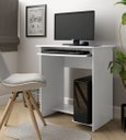 Ver imagem 1 de Escrivaninha Office Mesa de Computador com Suporte de Teclado e Prateleira Pratica:Branco
