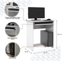 Ver imagem 2 de Escrivaninha Office Mesa de Computador com Suporte de Teclado e Prateleira Pratica:Branco