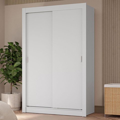 Guarda-roupa Solteiro 2 Portas de Correr 4 Gavetas Branco Vivare Plus Madesa Branco