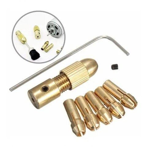 Mini Mandril Acoplável. Mandril para Motor Kit 7 Peças