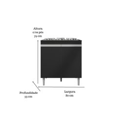 Kit Balcão Gabinete para Pia Andreia 150cm C/ Balcão Cooktop 4 ou 5 Bocas - Ajl Móveis Kit Balcão Ga - 3