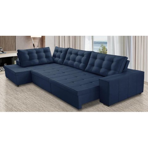 Sofá de Canto Retrátil e Reclinável com Molas 3,00x2,00 Esq Berlim Suede Mirra Decor