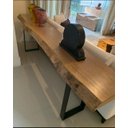 Ver imagem 2 de Aparador de Tronco Pequiá com Pés em Aço Carbono em U Cor Natural:Comprimento 100cm X Altura 80cm X