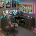 Ver imagem 1 de Mesa Gamer em L para Computador com 3 Gavetas Nexus Multimóveis Mp6048 Preto
